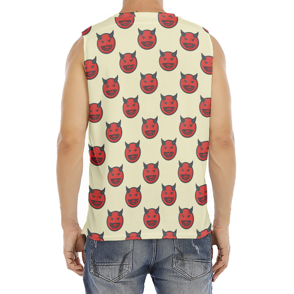 Devil Emoji Pattern Print Men's Fitness Tank Top