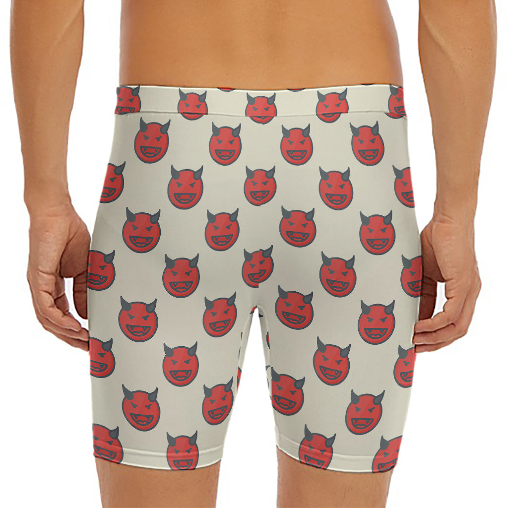 Devil Emoji Pattern Print Men's Long Boxer Briefs