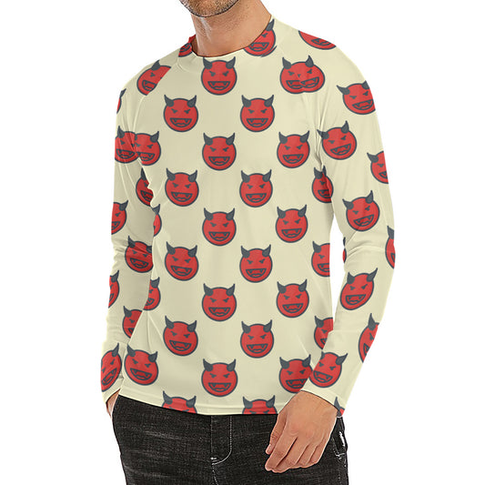 Devil Emoji Pattern Print Men's Long Sleeve Rash Guard