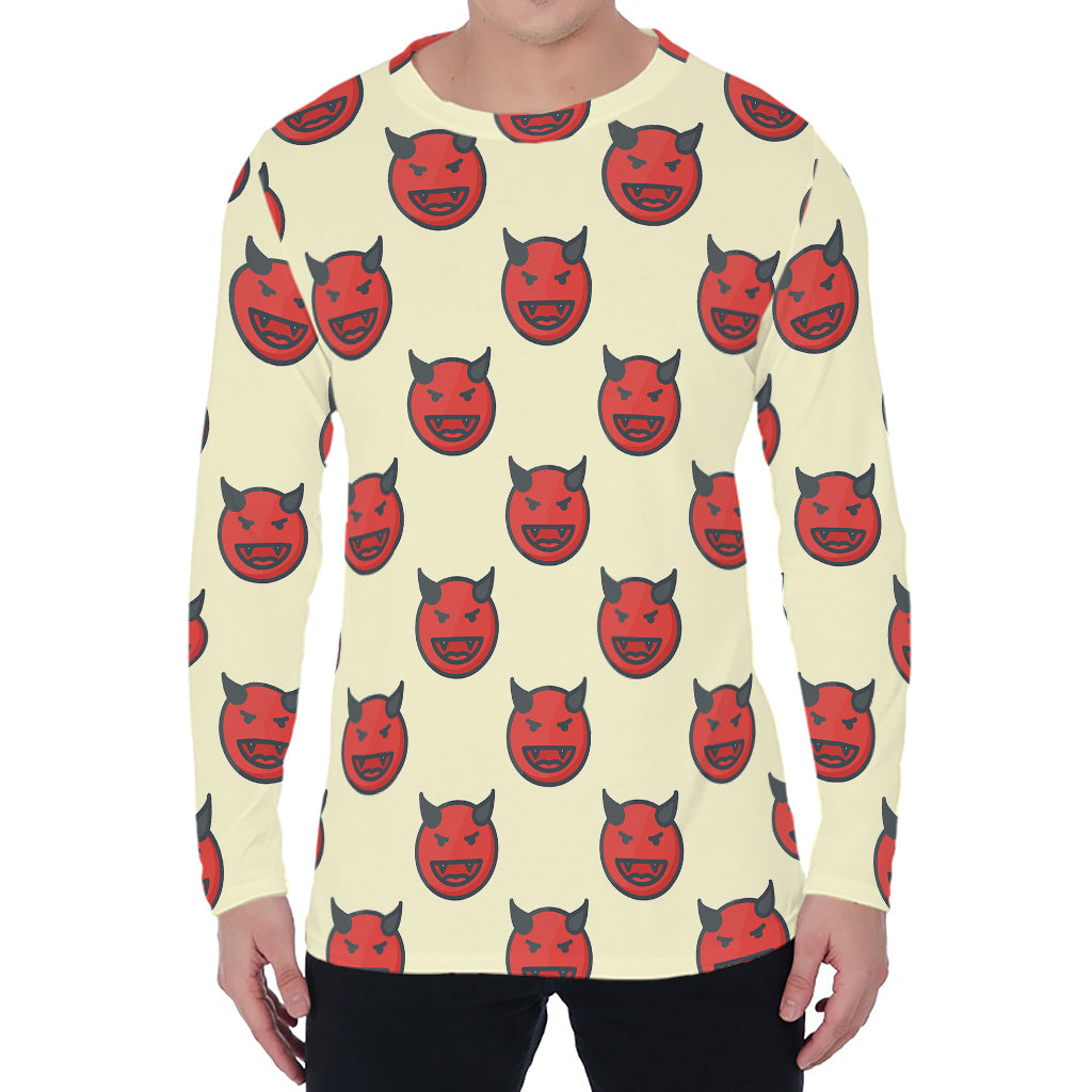 Devil Emoji Pattern Print Men's Long Sleeve T-Shirt