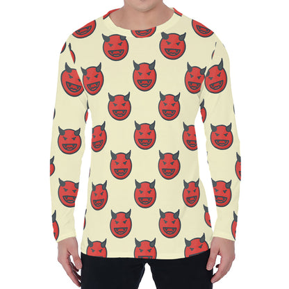 Devil Emoji Pattern Print Men's Long Sleeve T-Shirt