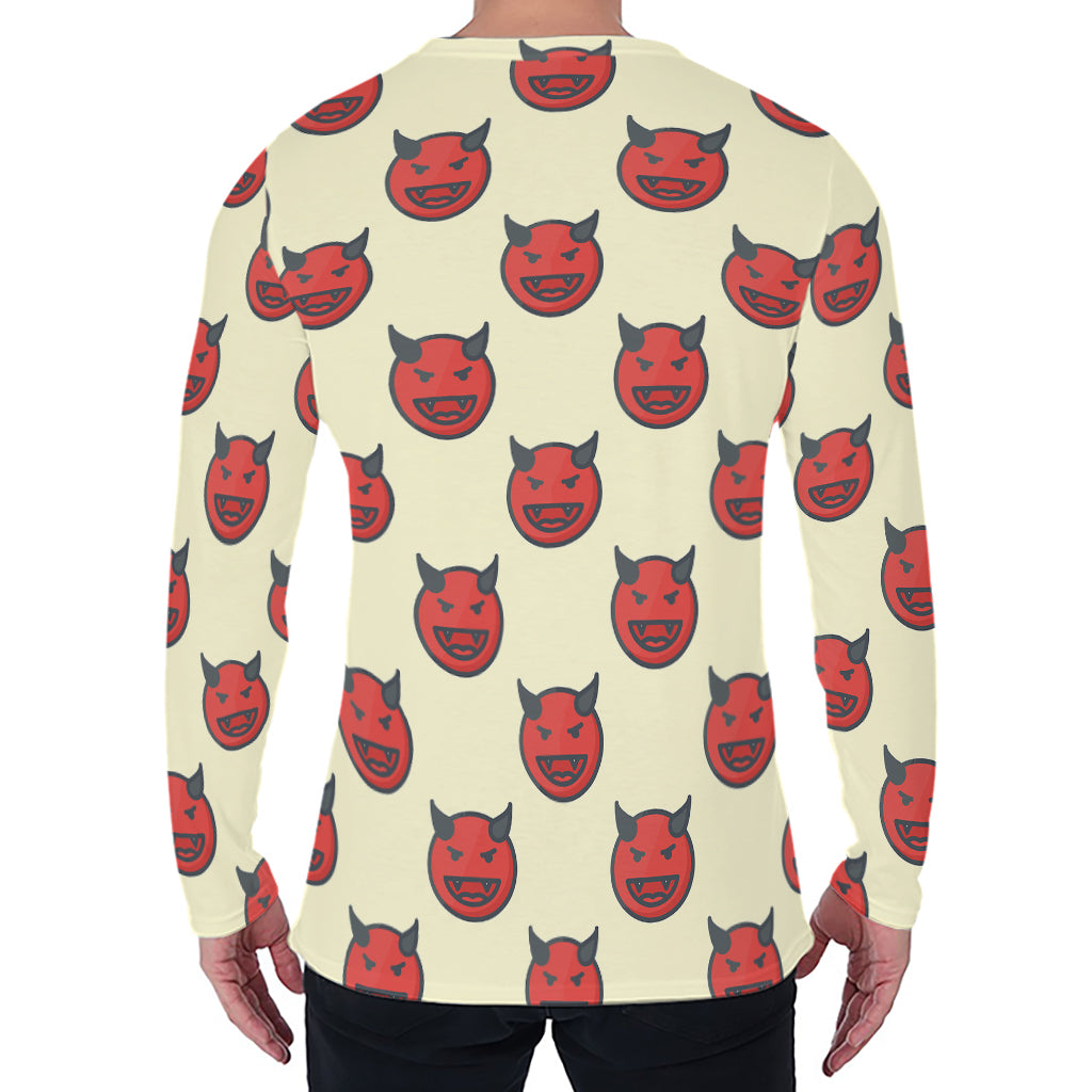 Devil Emoji Pattern Print Men's Long Sleeve T-Shirt