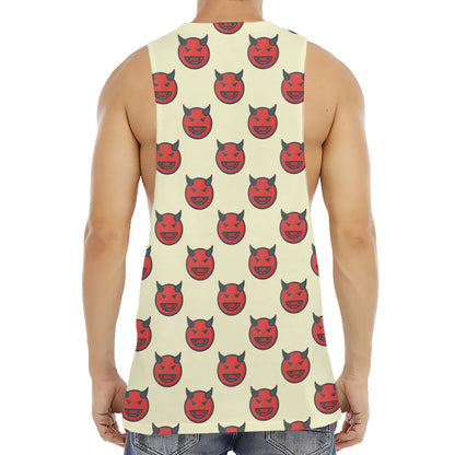 Devil Emoji Pattern Print Men's Muscle Tank Top