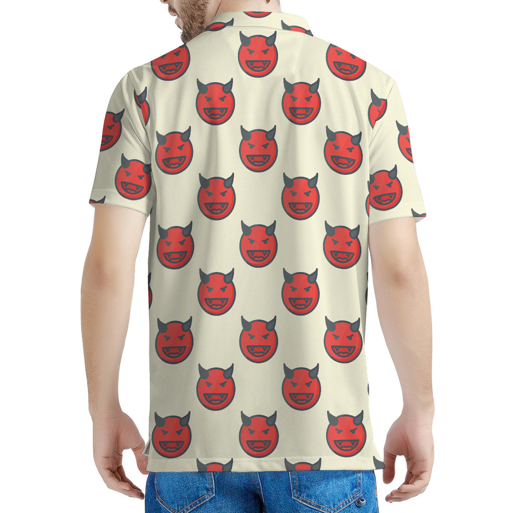 Devil Emoji Pattern Print Men's Polo Shirt
