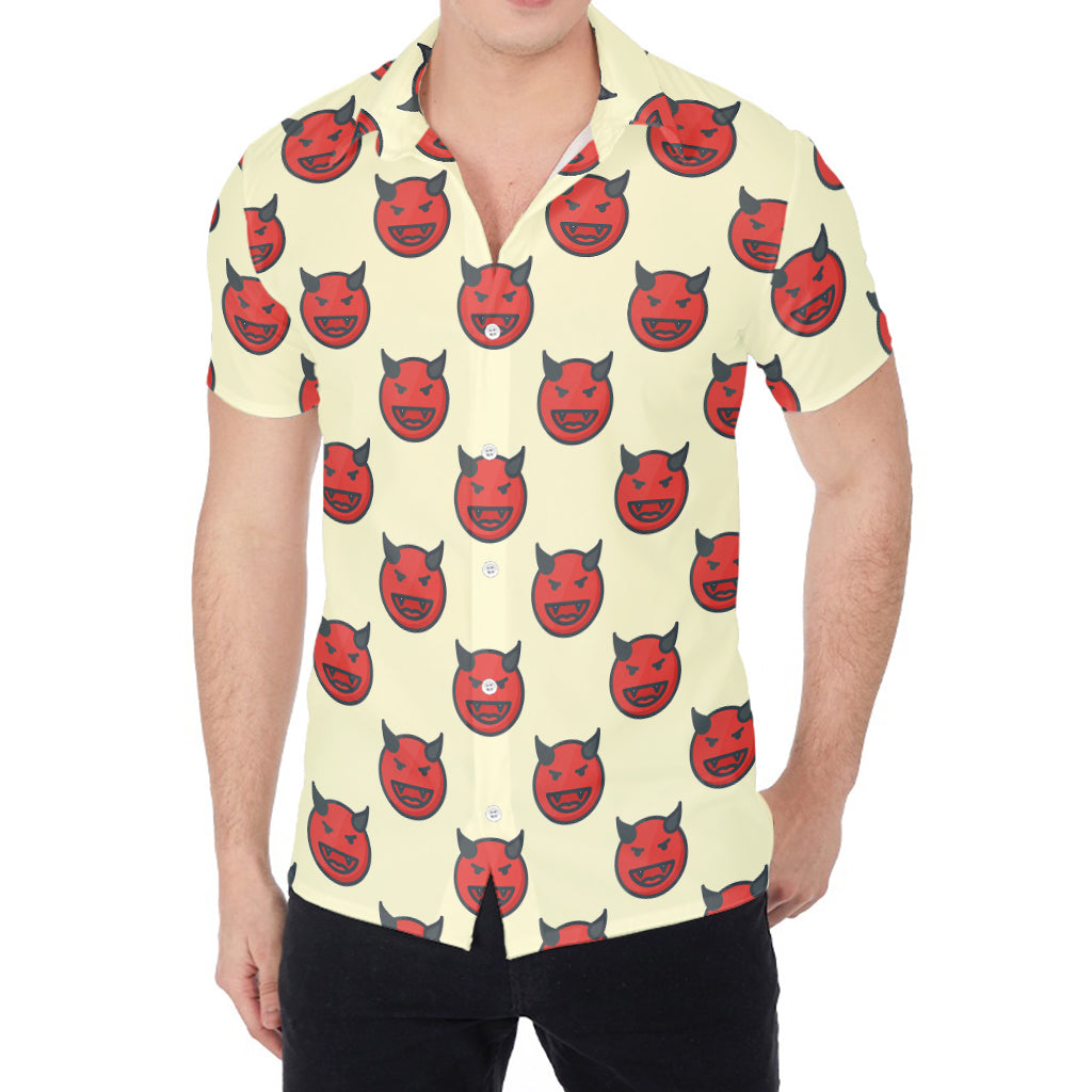 Devil Emoji Pattern Print Men's Shirt