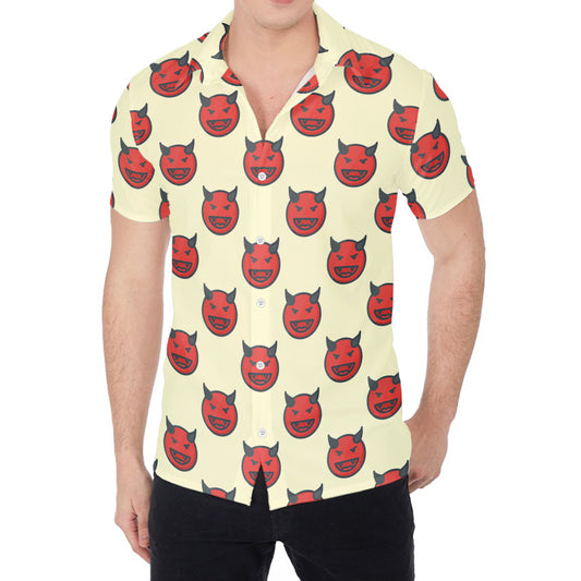 Devil Emoji Pattern Print Men's Shirt