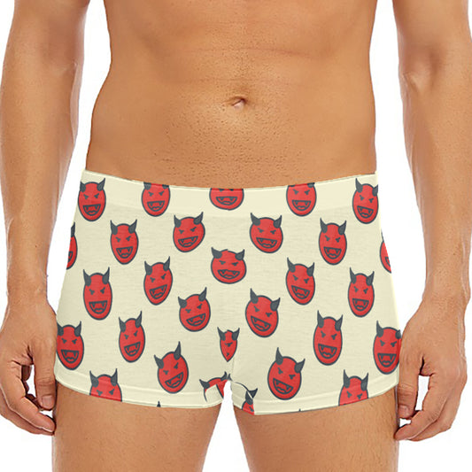 Devil Emoji Pattern Print Men's Short Boxer Briefs