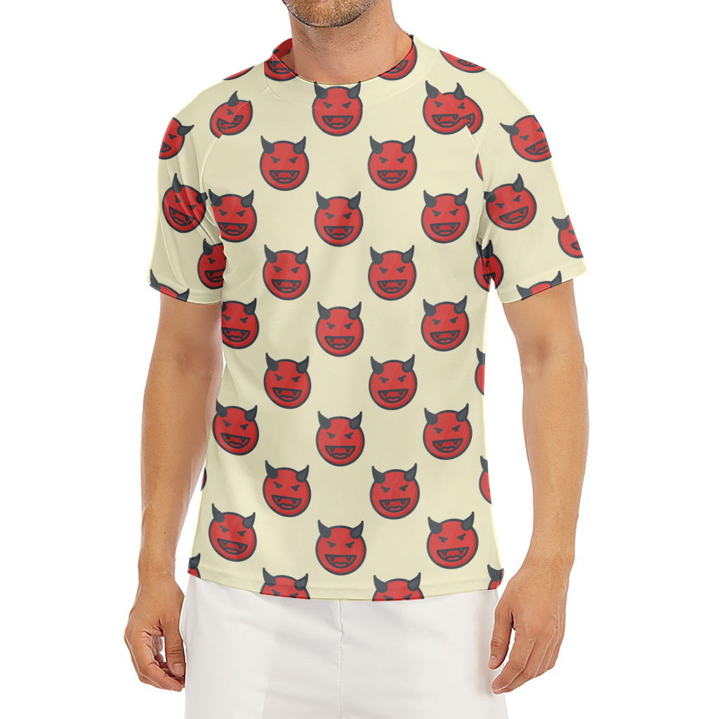 Devil Emoji Pattern Print Men's Short Sleeve Rash Guard