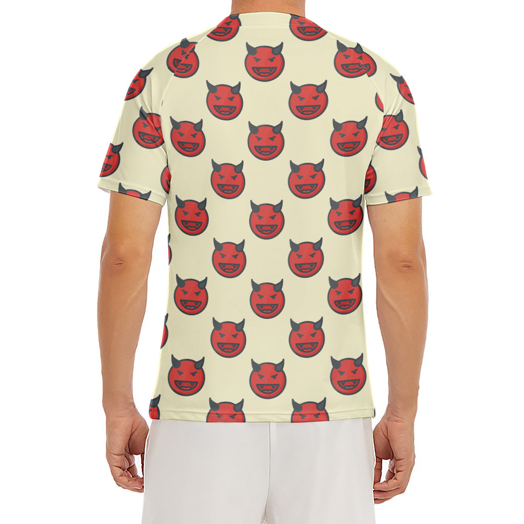 Devil Emoji Pattern Print Men's Short Sleeve Rash Guard