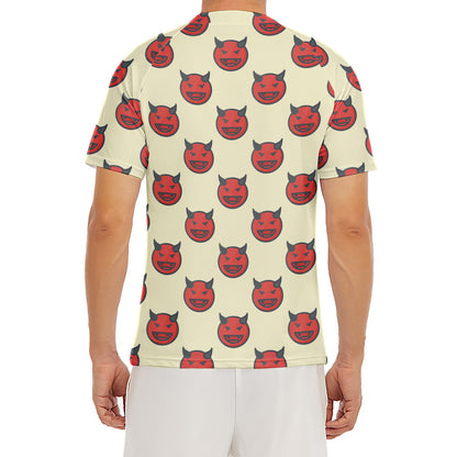 Devil Emoji Pattern Print Men's Short Sleeve Rash Guard