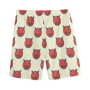 Devil Emoji Pattern Print Men's Sports Shorts