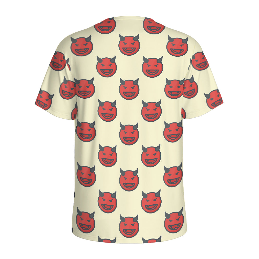 Devil Emoji Pattern Print Men's Sports T-Shirt