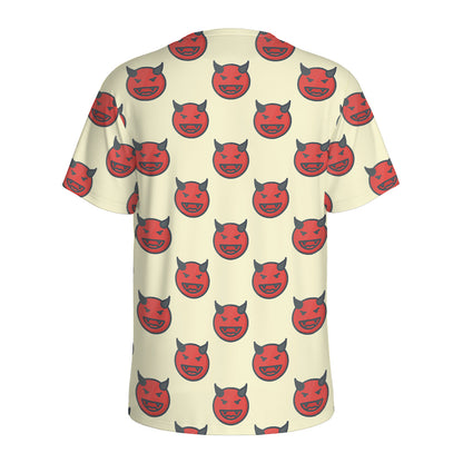 Devil Emoji Pattern Print Men's Sports T-Shirt