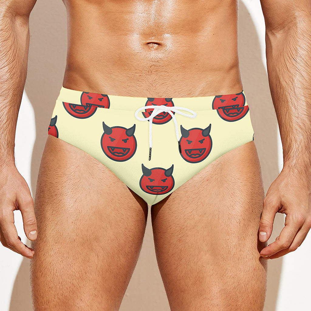 Devil Emoji Pattern Print Men's Swim Briefs