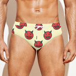 Devil Emoji Pattern Print Men's Swim Briefs