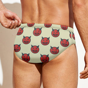 Devil Emoji Pattern Print Men's Swim Briefs