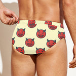 Devil Emoji Pattern Print Men's Swim Briefs
