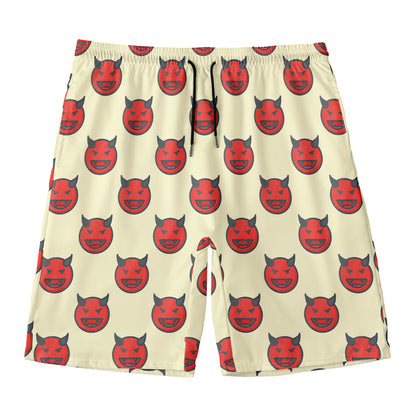 Devil Emoji Pattern Print Men's Swim Trunks