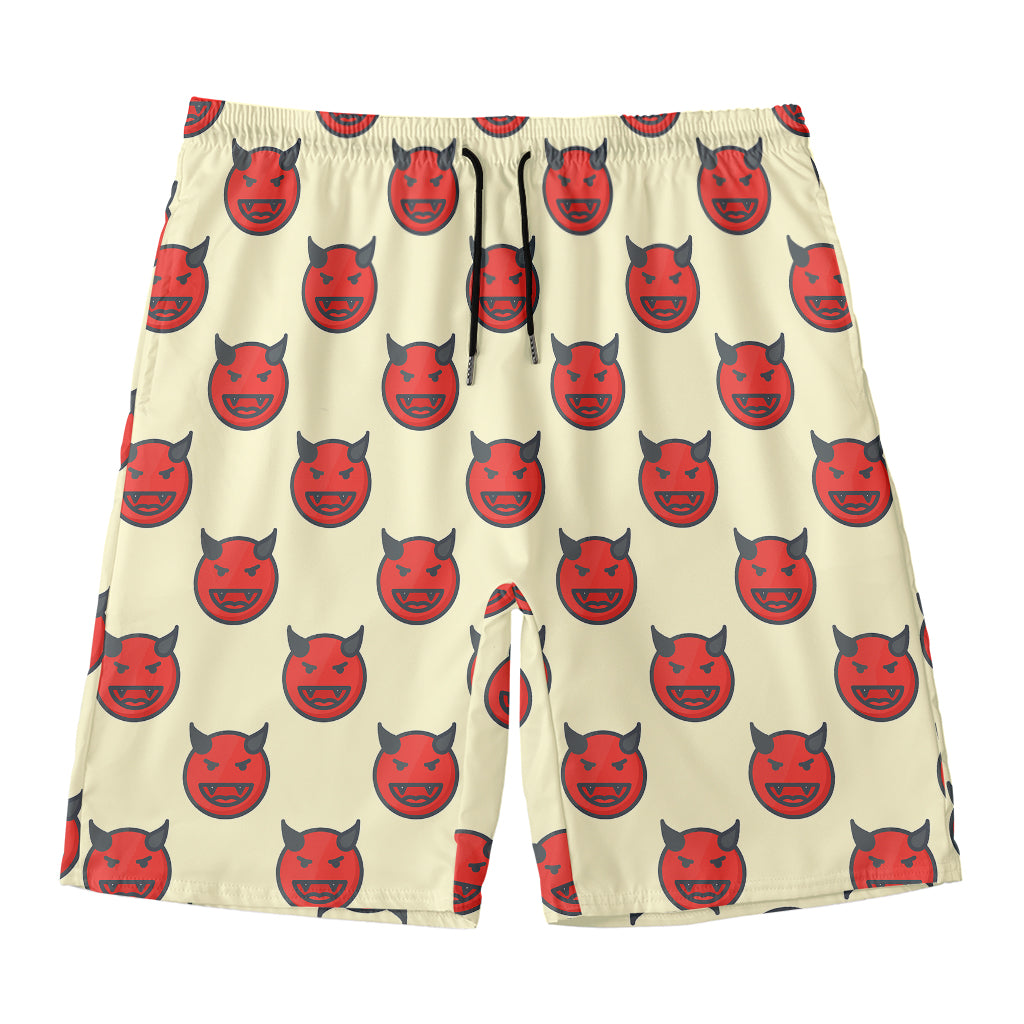 Devil Emoji Pattern Print Men's Swim Trunks