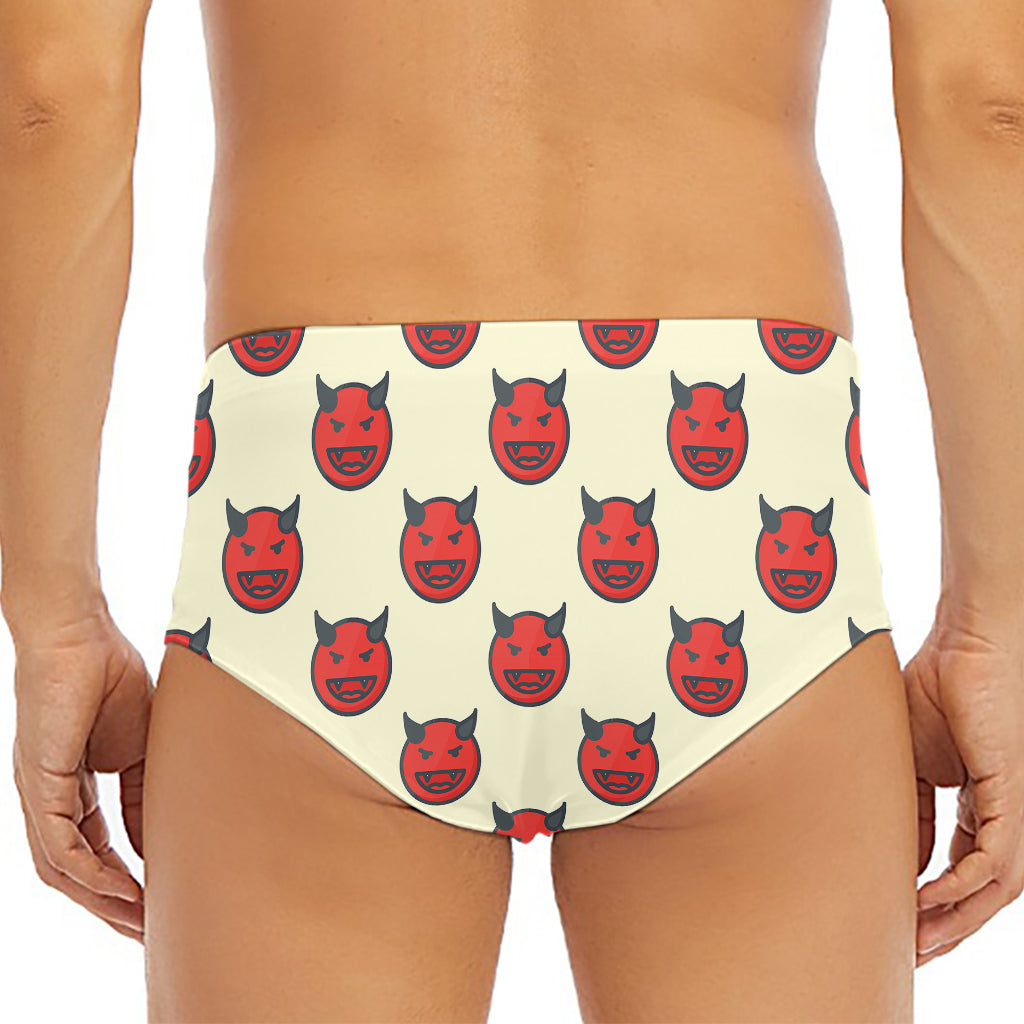 Devil Emoji Pattern Print Men's Triangle Swim Briefs