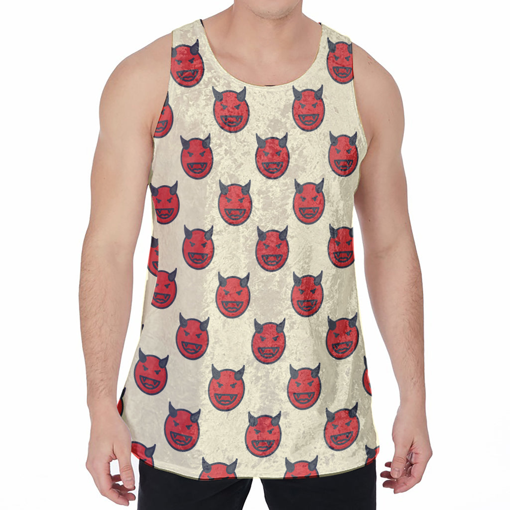Devil Emoji Pattern Print Men's Velvet Tank Top