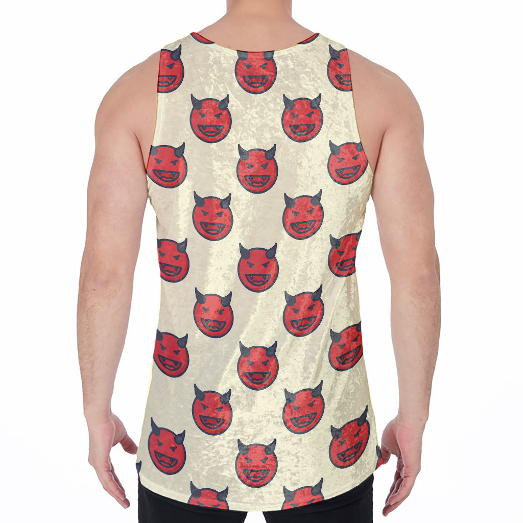 Devil Emoji Pattern Print Men's Velvet Tank Top