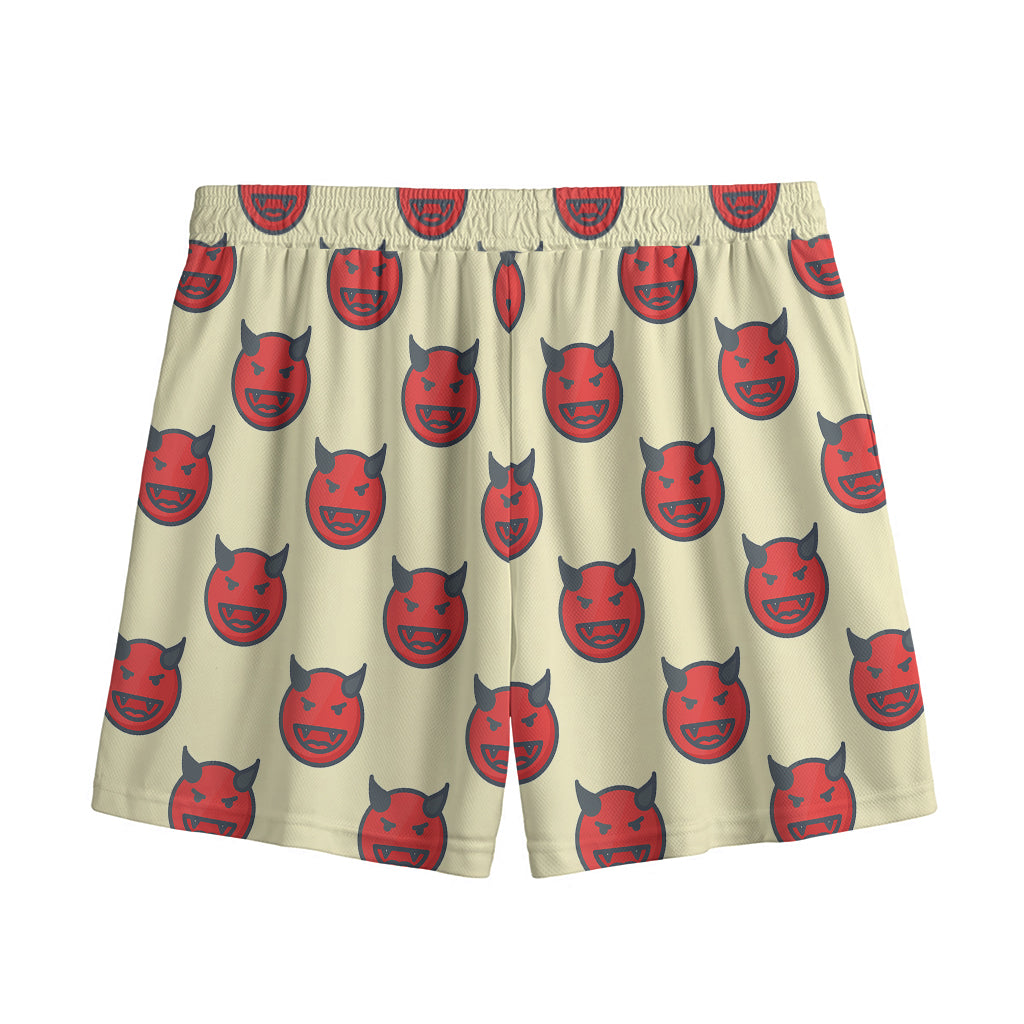 Devil Emoji Pattern Print Mesh Shorts
