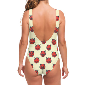 Devil Emoji Pattern Print One Piece Swimsuit