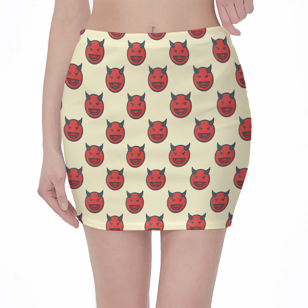 Devil Emoji Pattern Print Pencil Mini Skirt