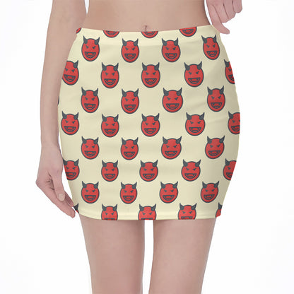 Devil Emoji Pattern Print Pencil Mini Skirt