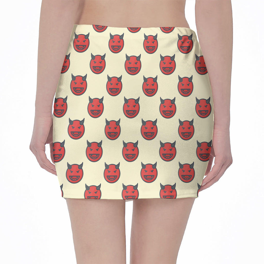Devil Emoji Pattern Print Pencil Mini Skirt