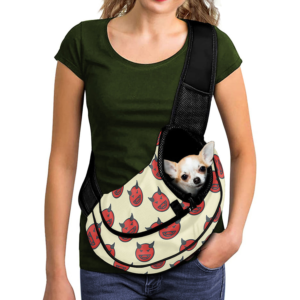 Devil Emoji Pattern Print Pet Sling Carrier