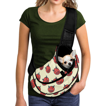 Devil Emoji Pattern Print Pet Sling Carrier