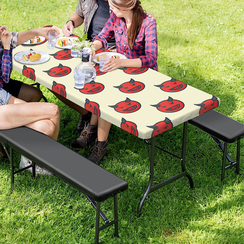 Devil Emoji Pattern Print Picnic Table Cover