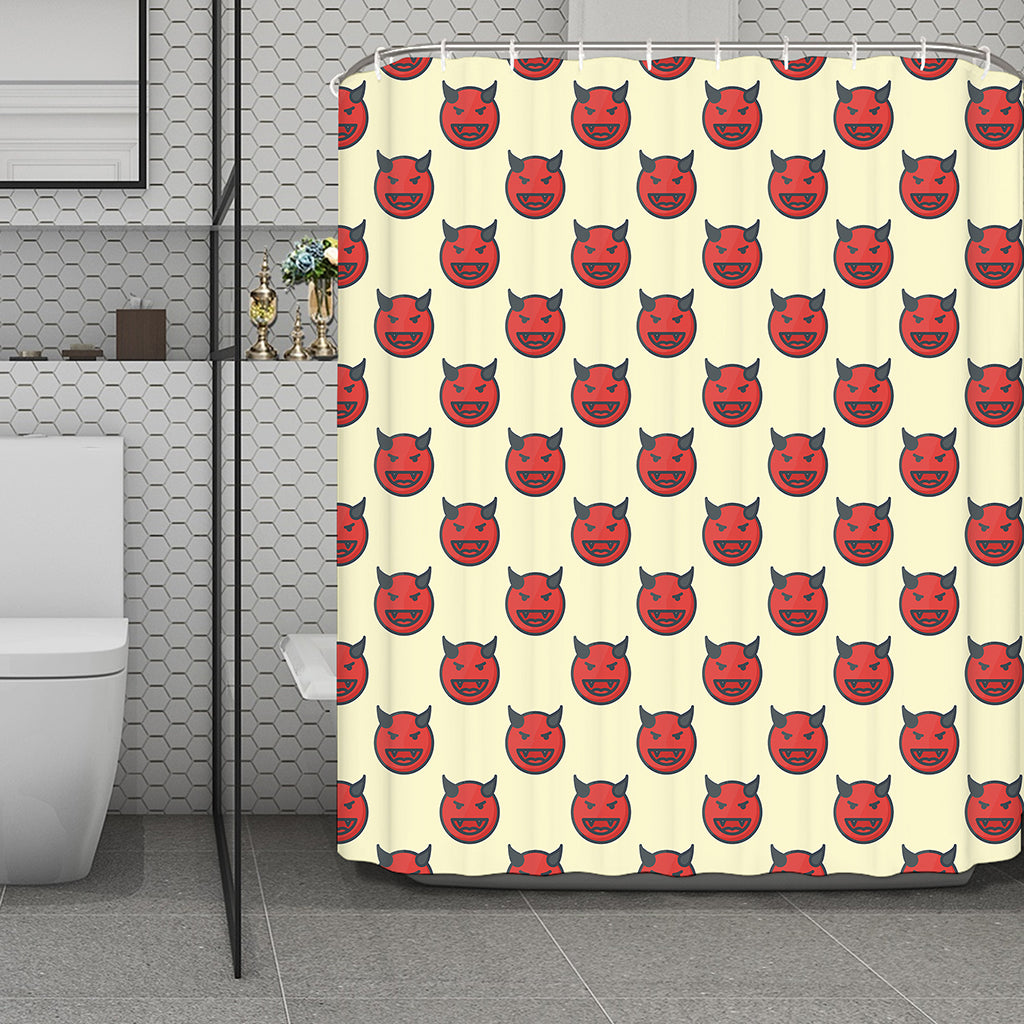 Devil Emoji Pattern Print Polyester Shower Curtain