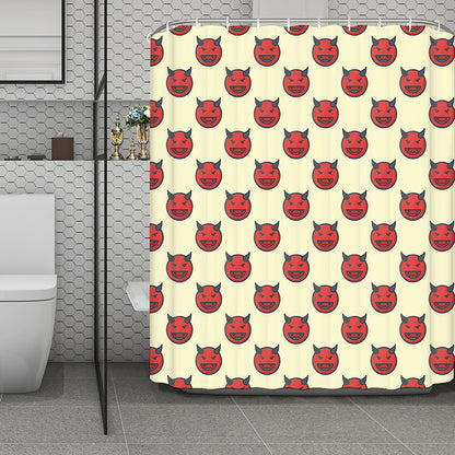 Devil Emoji Pattern Print Polyester Shower Curtain
