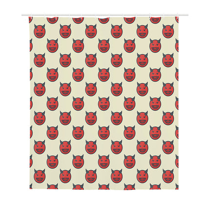 Devil Emoji Pattern Print Polyester Shower Curtain