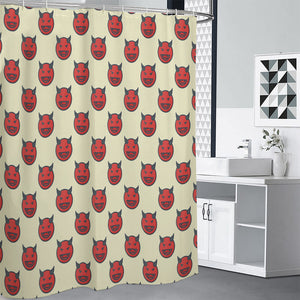 Devil Emoji Pattern Print Premium Shower Curtain