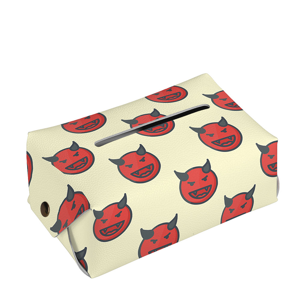 Devil Emoji Pattern Print Rectangle Tissue Box Cover