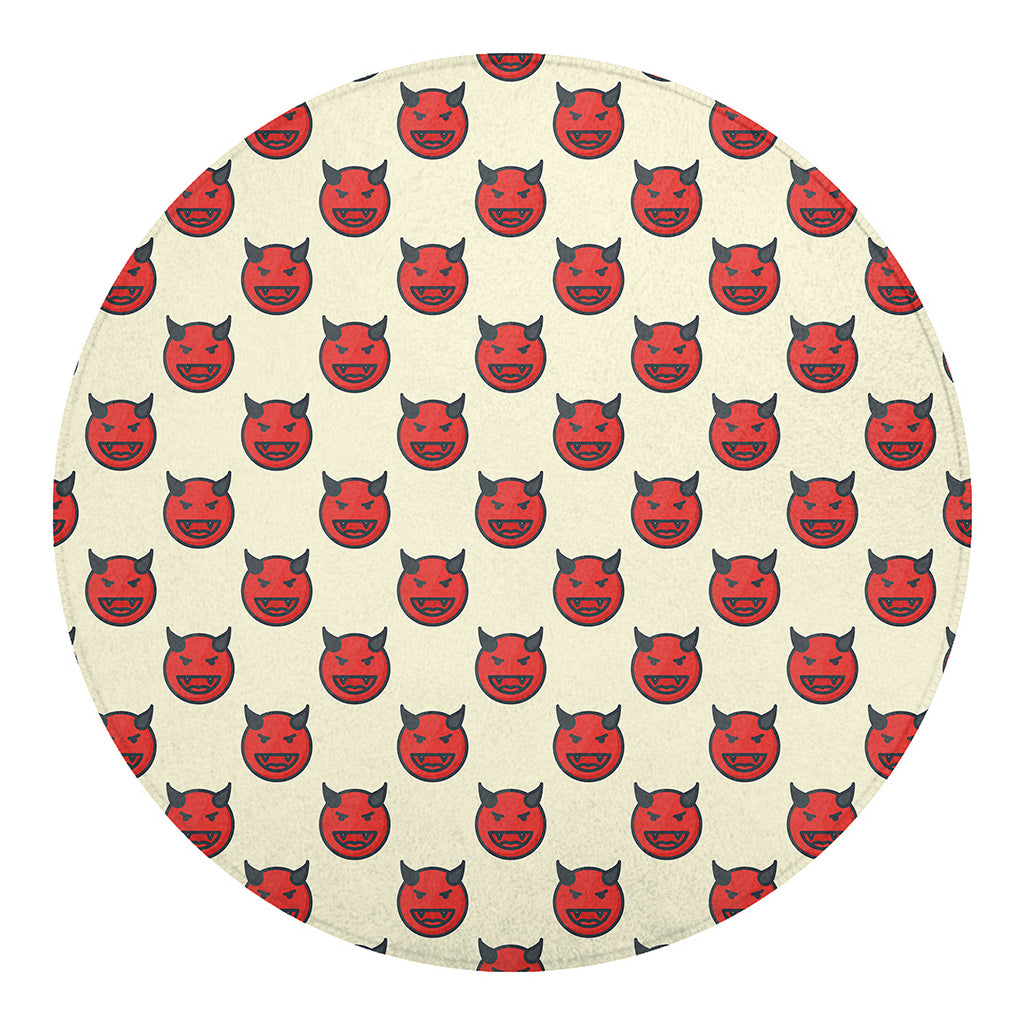 Devil Emoji Pattern Print Round Blanket
