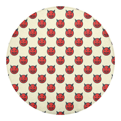 Devil Emoji Pattern Print Round Blanket