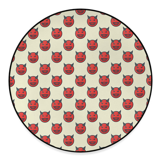 Devil Emoji Pattern Print Round Floor Mat