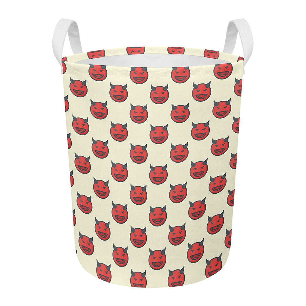 Devil Emoji Pattern Print Round Laundry Basket