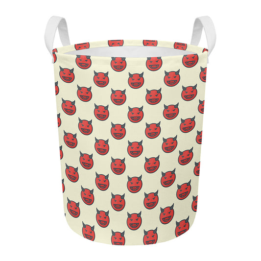 Devil Emoji Pattern Print Round Laundry Basket