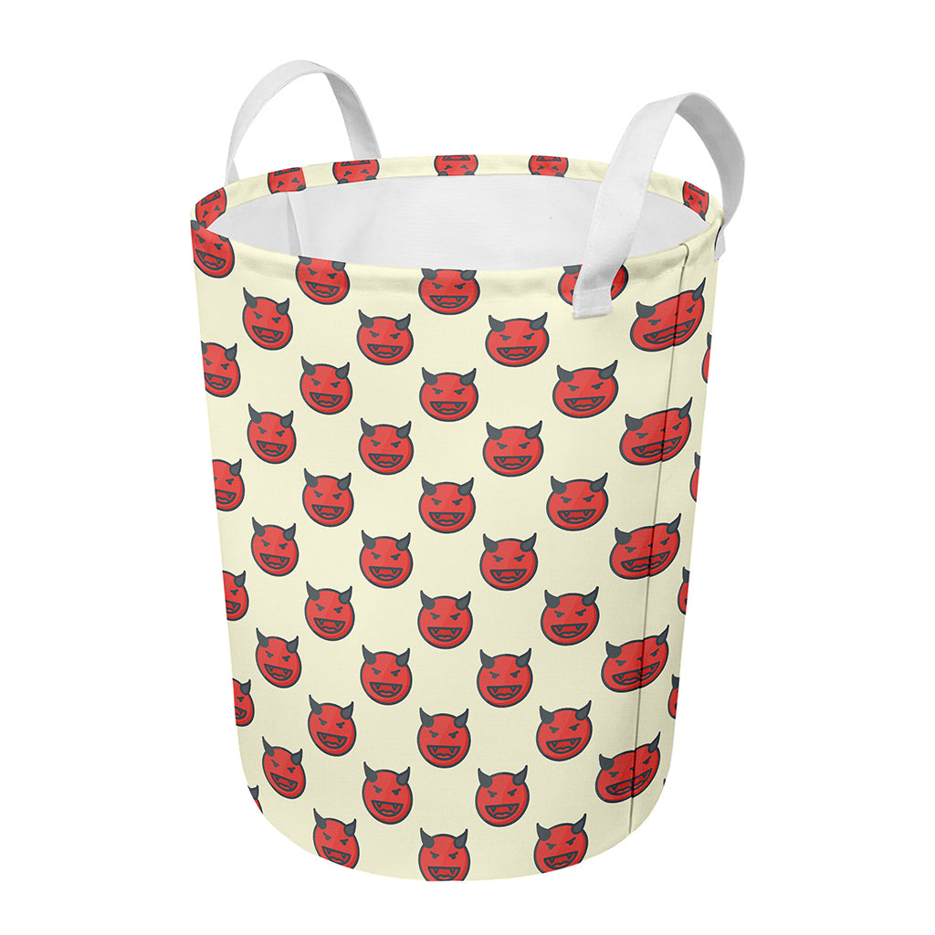 Devil Emoji Pattern Print Round Laundry Basket