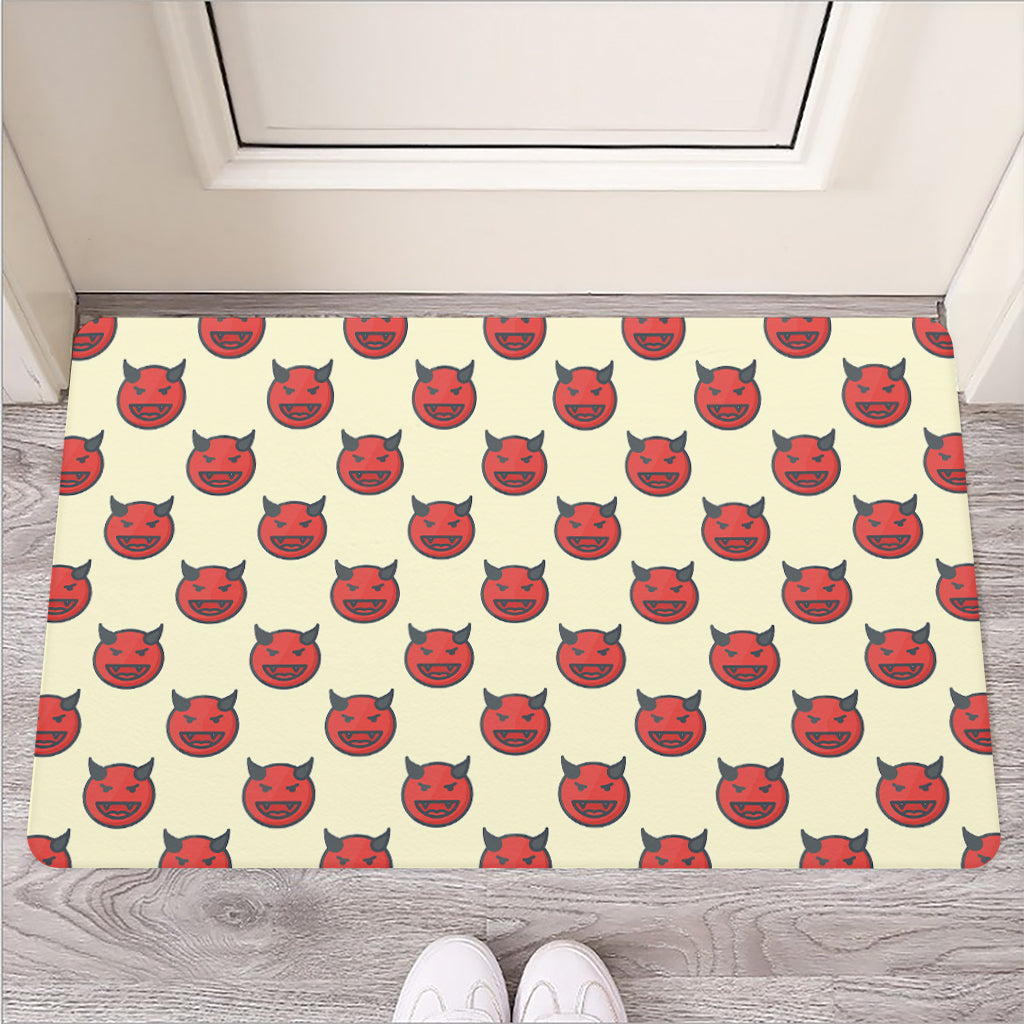 Devil Emoji Pattern Print Rubber Doormat