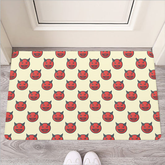 Devil Emoji Pattern Print Rubber Doormat