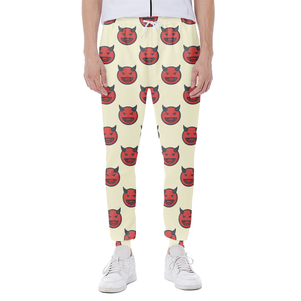 Devil Emoji Pattern Print Scuba Joggers