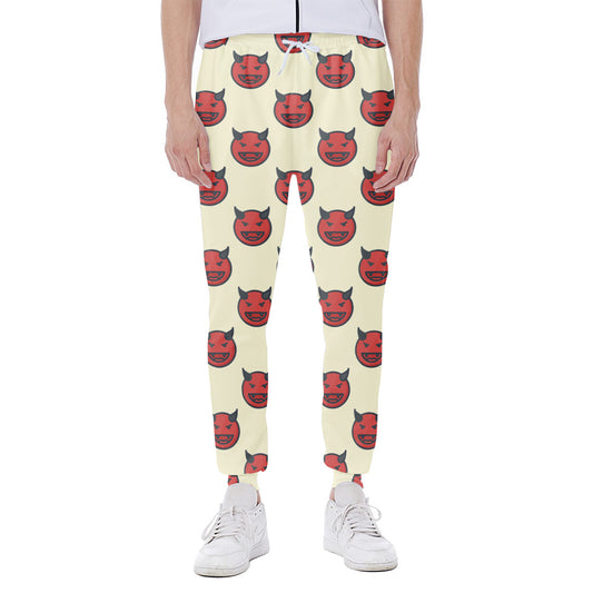 Devil Emoji Pattern Print Scuba Joggers