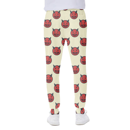 Devil Emoji Pattern Print Scuba Joggers